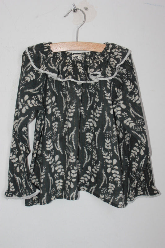 tweedehands liberty blouse in multicolour met volantkraag en lange mouwen van bonton in maat 104