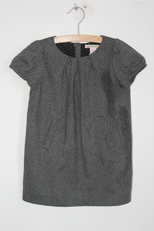 tweedehands grijze winterse jurk met korte mouwen in maat 98-104 van bonpoint