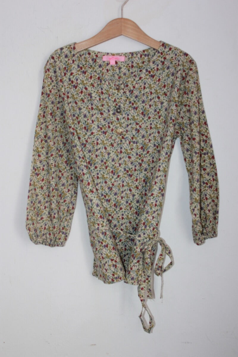 tweedehands katoenen liberty blouse in multicolour met lange mouwen, maat 128 voor een meisje van wowo