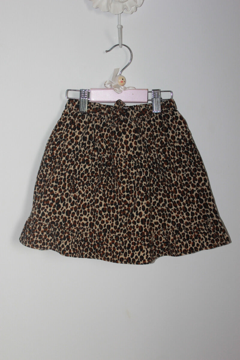 preloved katoenen corduroy rok met luipaardprint van zara in maat 128