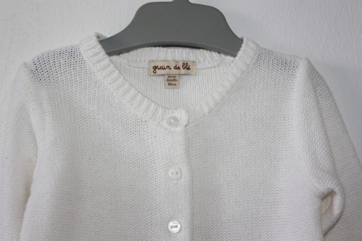 tweedehands ecru vest voor baby maat 62 grain de ble