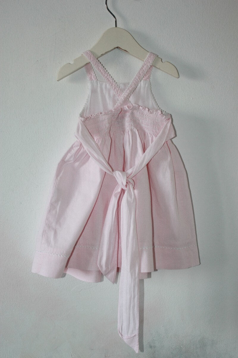 tweedehands-zomerse-lichtroze-wit-gestreepte-jurk-open-rug-maat-68-baby-meisje-cyrillus