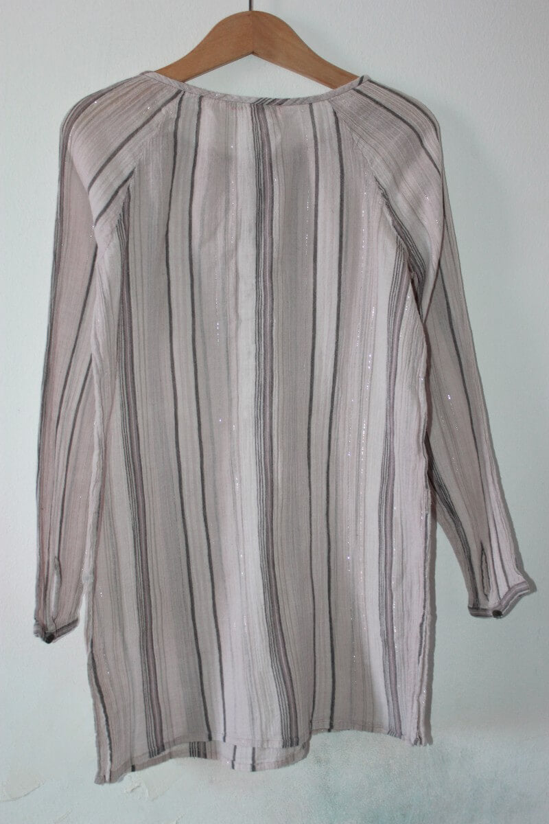 tweedehands zomerse gestreepte blouse met lange mouwen in maat 122-128 van bonpoint