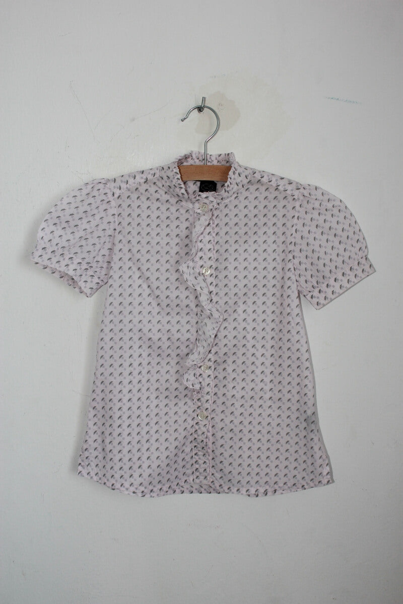 tweedehands katoenen roze en grijze blouse met korte mouwen in maat 8 jaar voor een meisje van marc jacobs