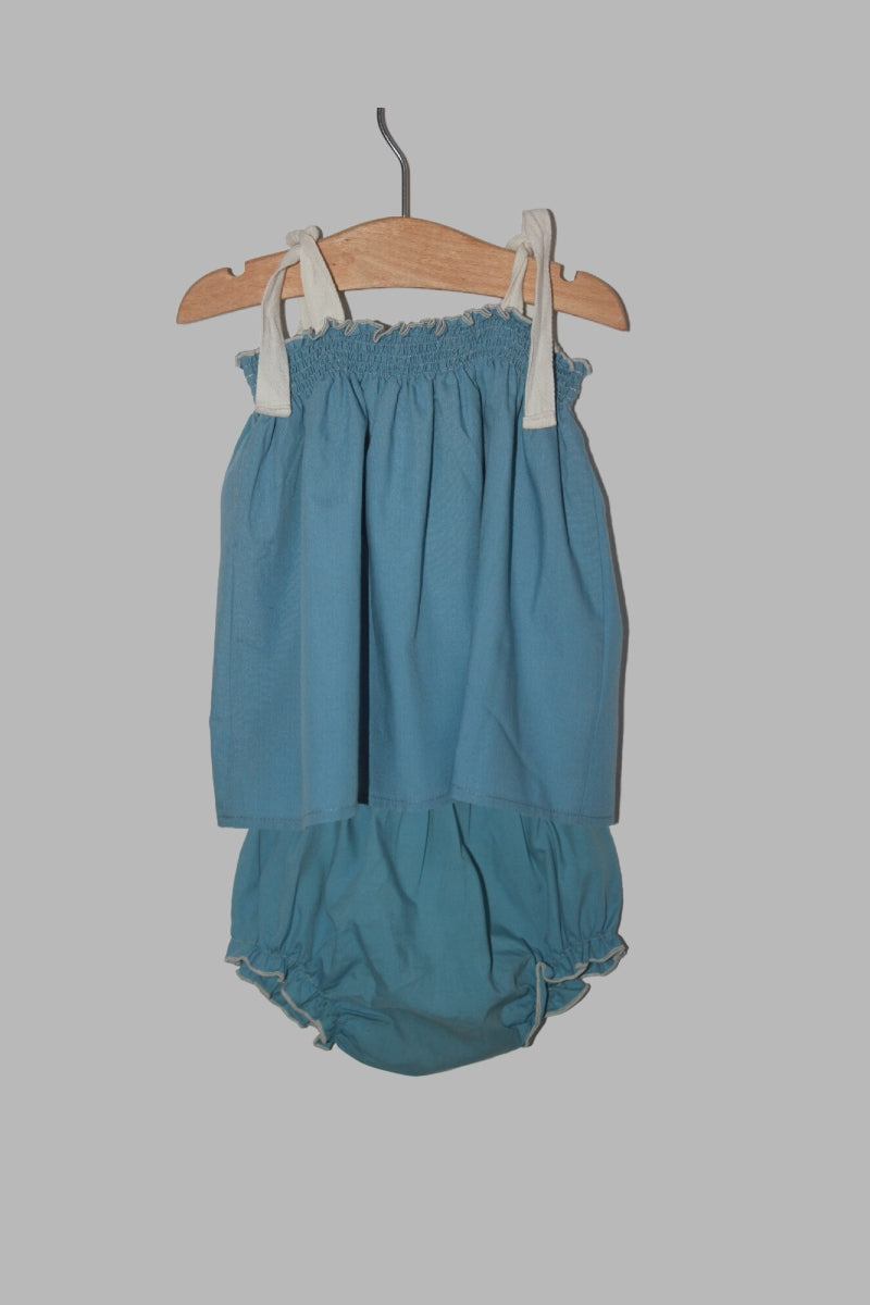 tweedehands katoenen zomers blauw setje in maat 74 voor een baby meisje van mi pequeno lucas