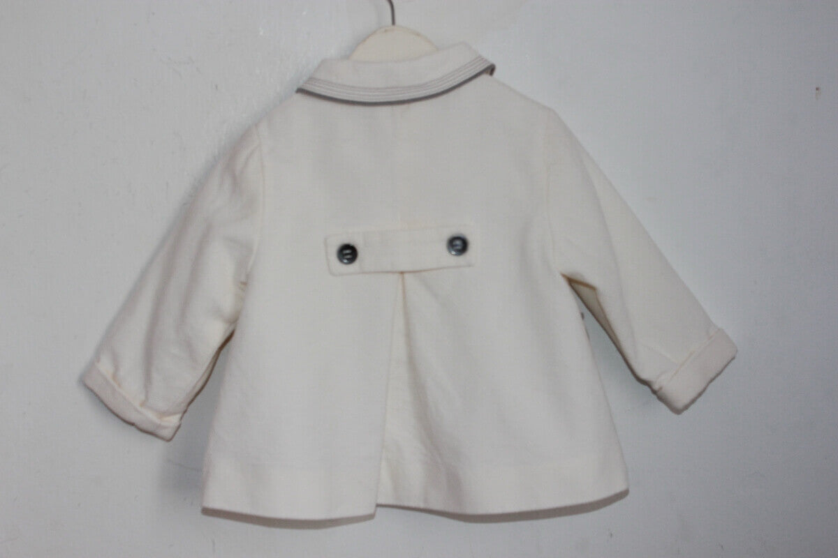 tweedehands unisex katoenen zomerse ecru jas met grijze details van Nanos in maat 68
