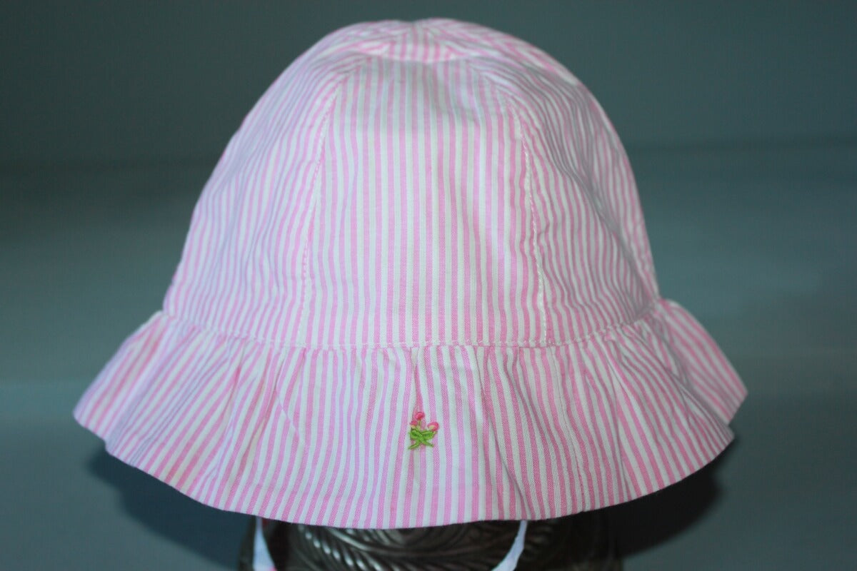 tweedehands katoenen roze met wit gestreept zonnehoedje van jacadi in maat 68 voor een baby meisje