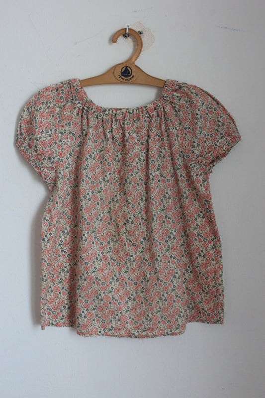 tweedehands katoenen liberty blouse in multicolour met korte mouwen van bonpoint, maat 122-128