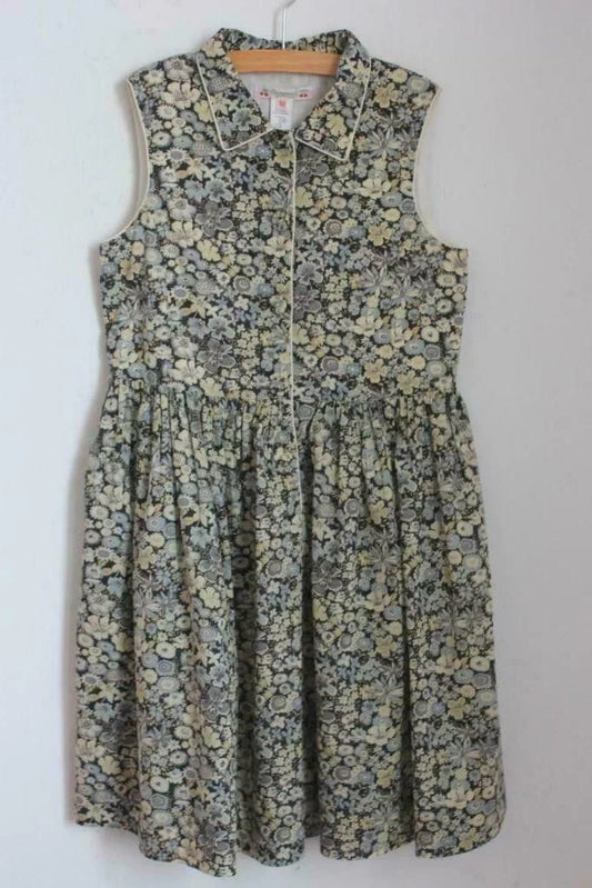 preloved katoenen zomerse mouwloze liberty jurk in multicolour van bonpoint, maat 134-140
