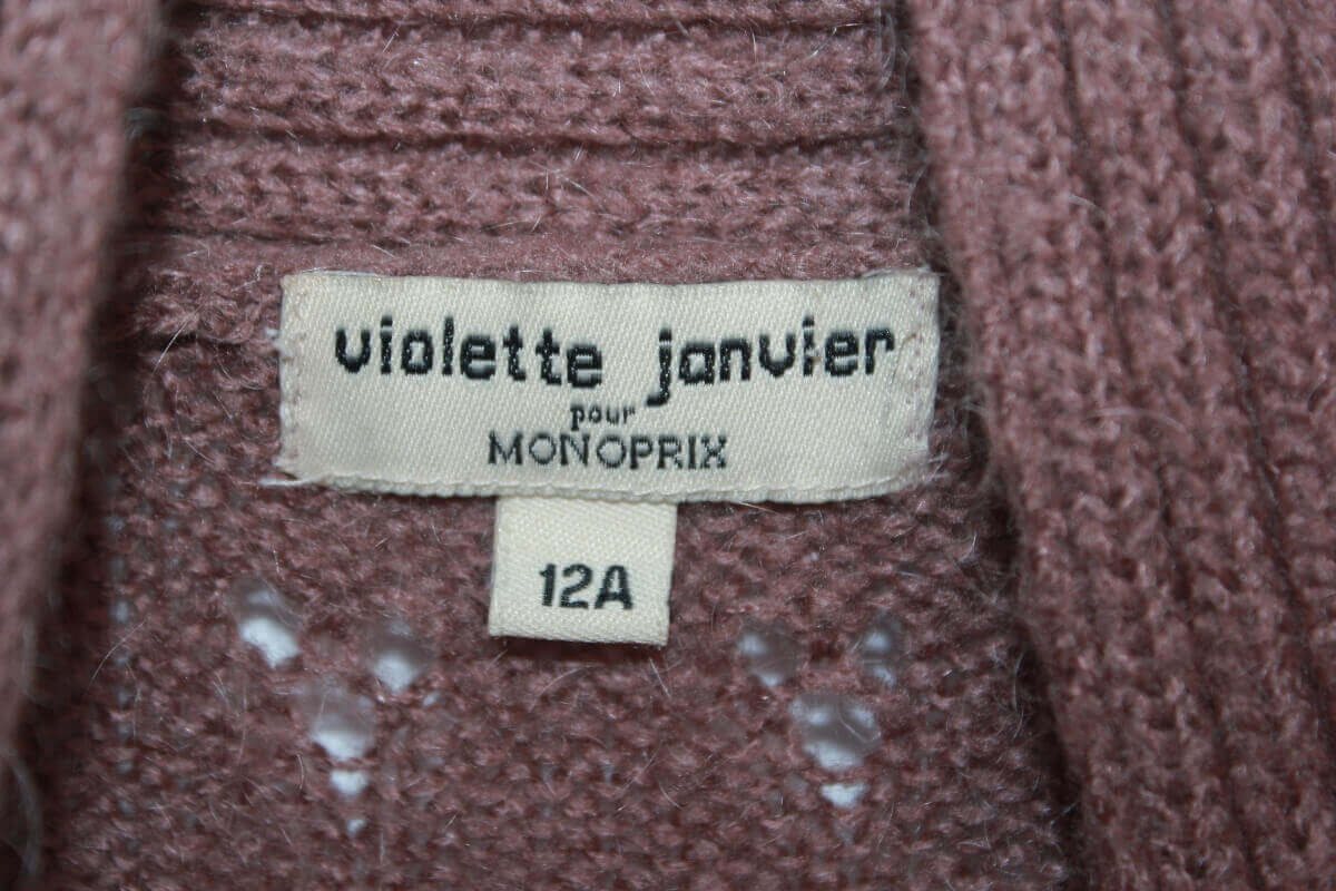 tweedehands-lichtbruin-ajour-lang-vest-maat-146-meisje-violette-janvier-x-monoprix