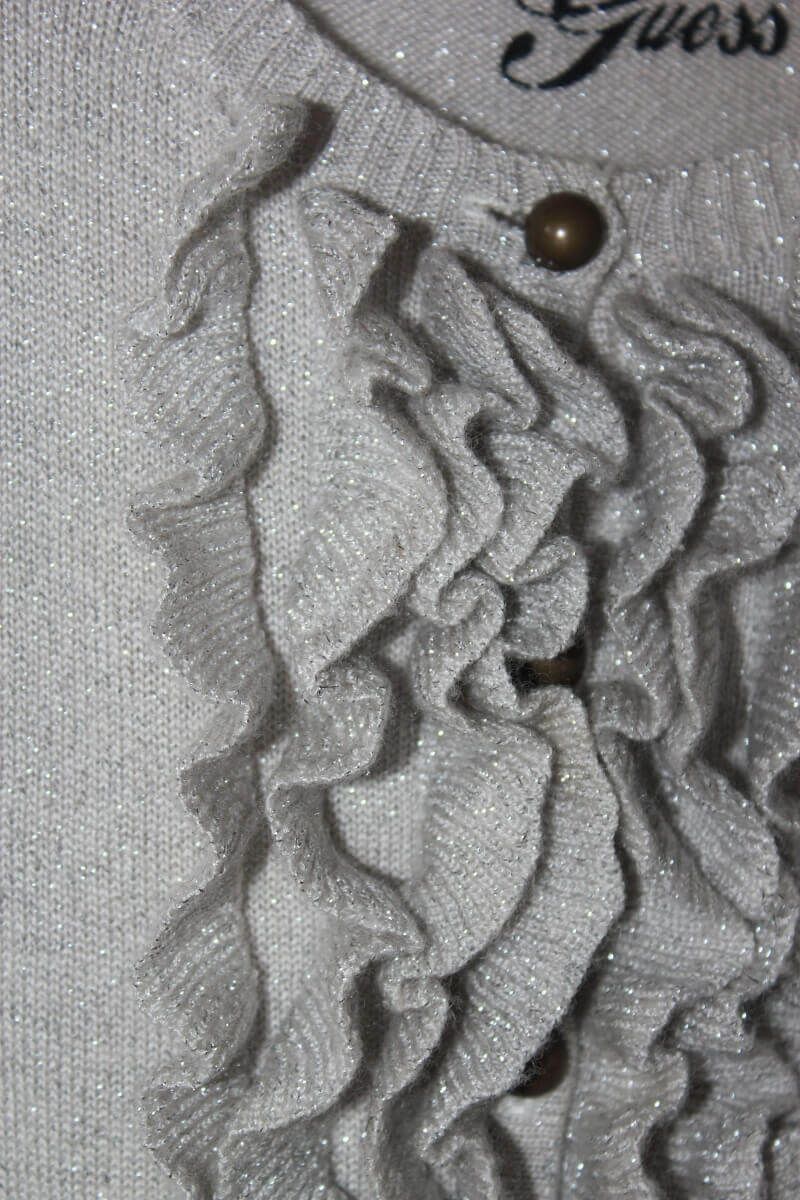 tweedehands-zilverkleurig-vest-volants-maat-152-meisje-guess