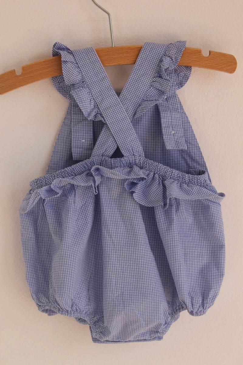 lichtblauw-wit-geruit-kort-pakje-volants-maat-56-jacadi-zomercollectie