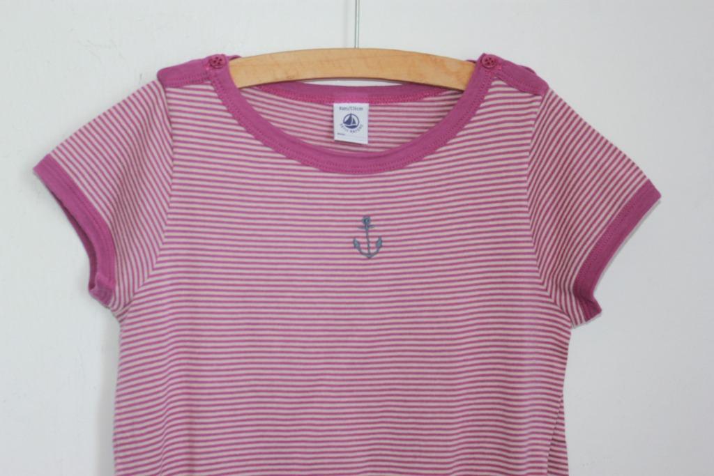 tweedehands-mauve-creme-gestreepte-zomerse-jurk-korte-mouwen-maat-122-petit-bateau