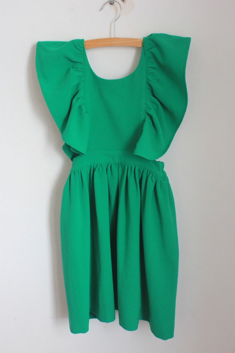 groene-jurk-volants-open-rug-maat-122-moodblue