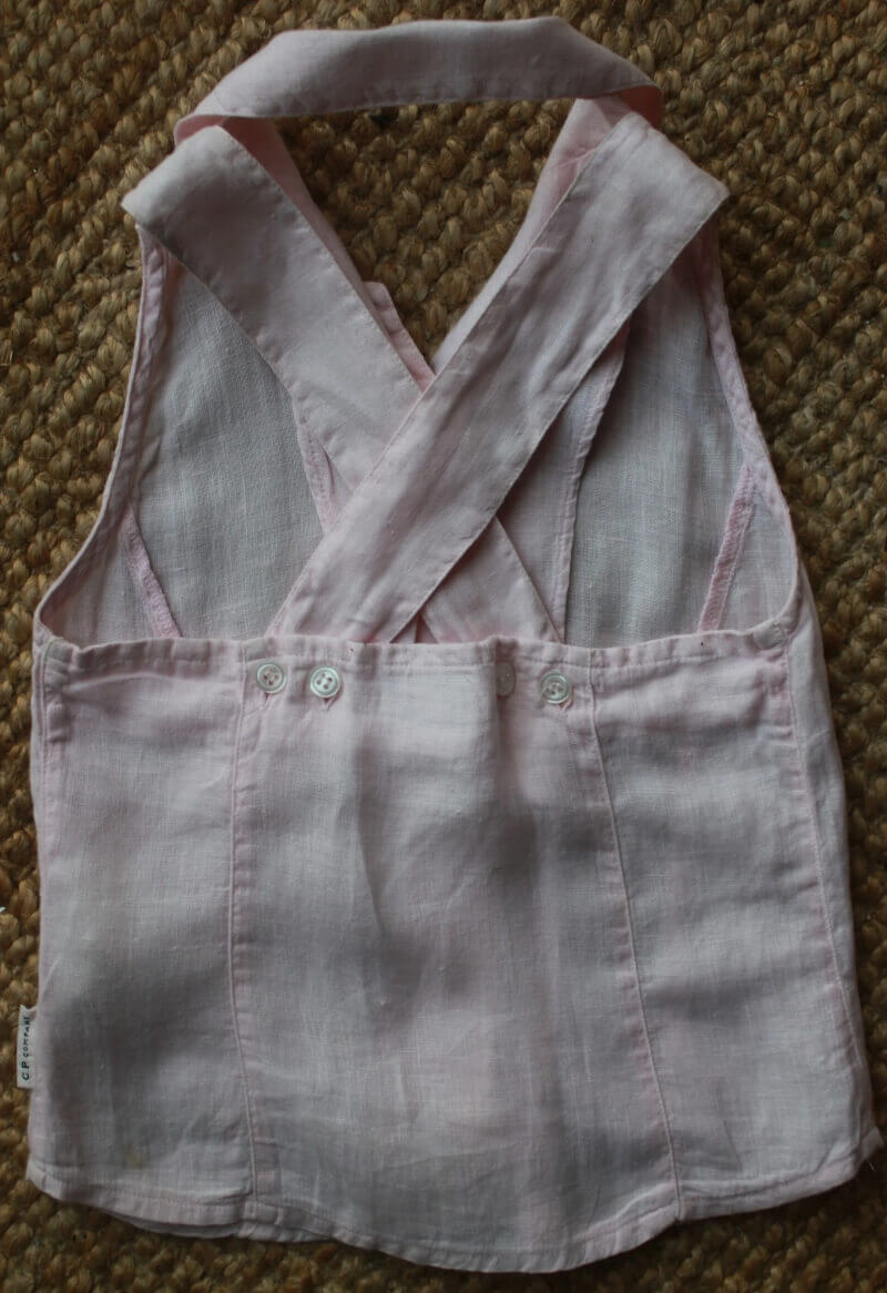 tweedehands-lichtroze-linnen-mouwloze-blouse-maat116-cp-company