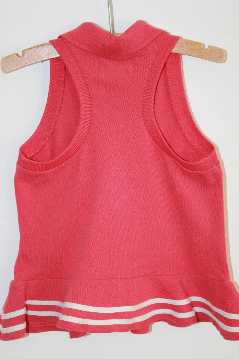 tweedehands-koraalroze-witte-mouwloze-polo-volant-maat-92-meisje-ralph-lauren