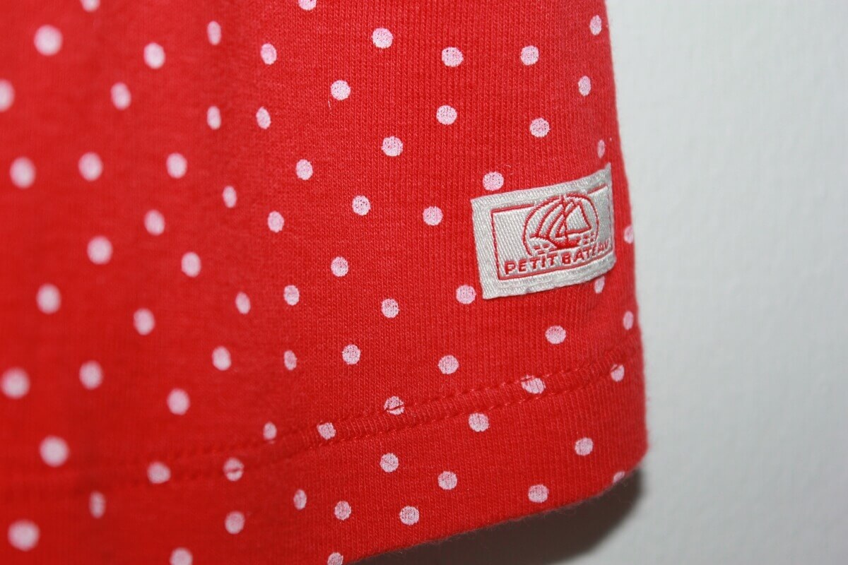 tweedehands-rode-jurk-korte-mouwen-witte-stippen-maat-68-petit-bateau