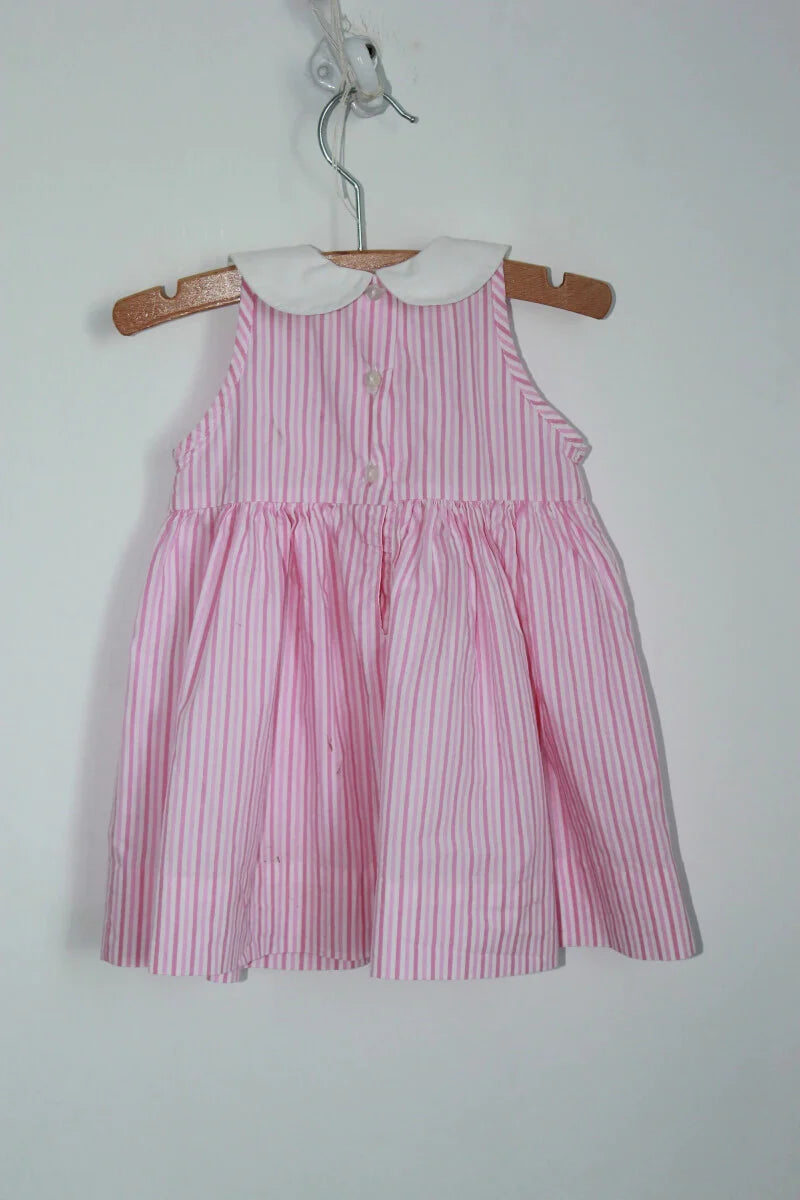 tweedehands-roze-wit-gestreepte-mouwloze-zomerse-jurk-maat-62-acanthe-baby