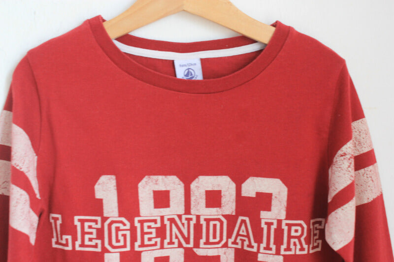 tweedehands-bordeaux-creme-longsleeve-petit-bateau-maat-122
