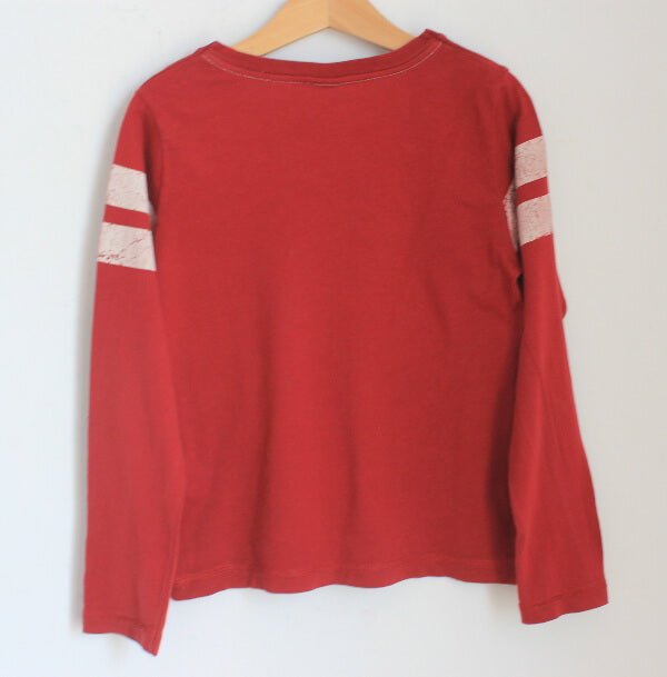 tweedehands-bordeaux-creme-longsleeve-petit-bateau-maat-122