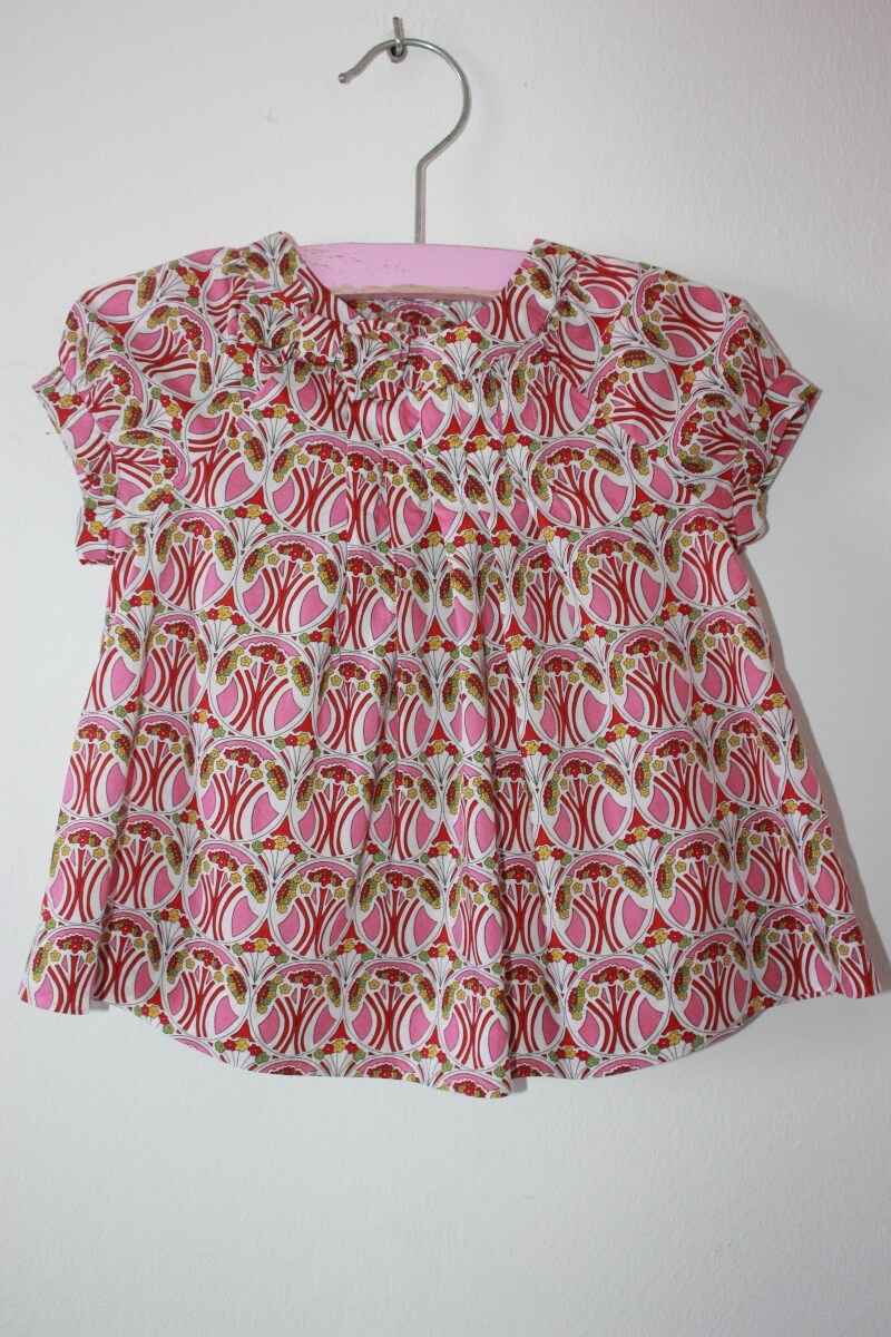 tweedehands katoenen liberty blouse van jacadi in multicolour met korte mouwen maat 68 voor een baby meisje