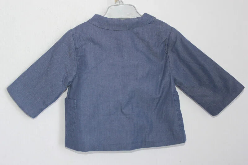 tweedehands unisex blauwe katoenen jacadi jas in maat 68