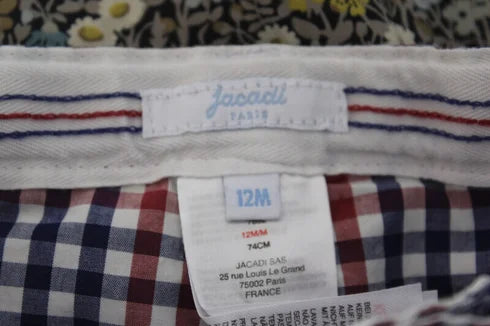 tweedehands geruite katoenen korte broek van jacadi in maat 74 voor een baby jongen