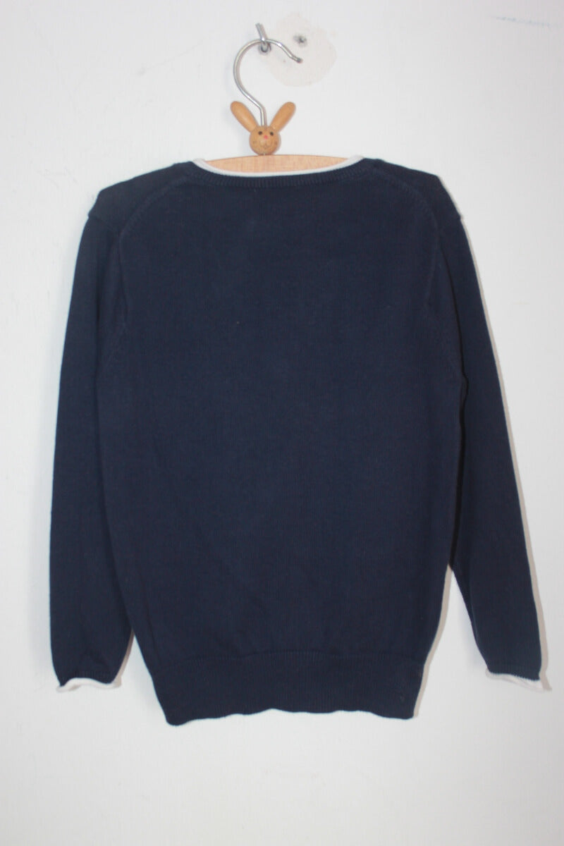 tweedehands-donkerblauw-wit-vest-il-gufo-maat-104-jongen