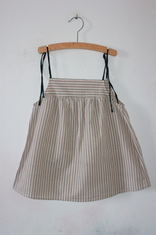 tweedehands katoenen zomerse gestreepte blouse met schouderbandjes in maat 122-128 van bonpoint