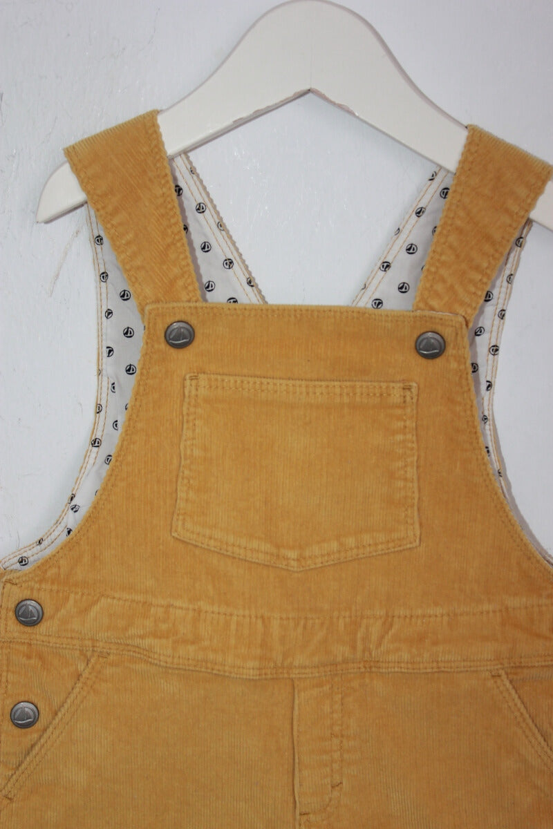 preloved unisex katoenen corduroy salopette, of tuinbroek van petit bateau in maat 80