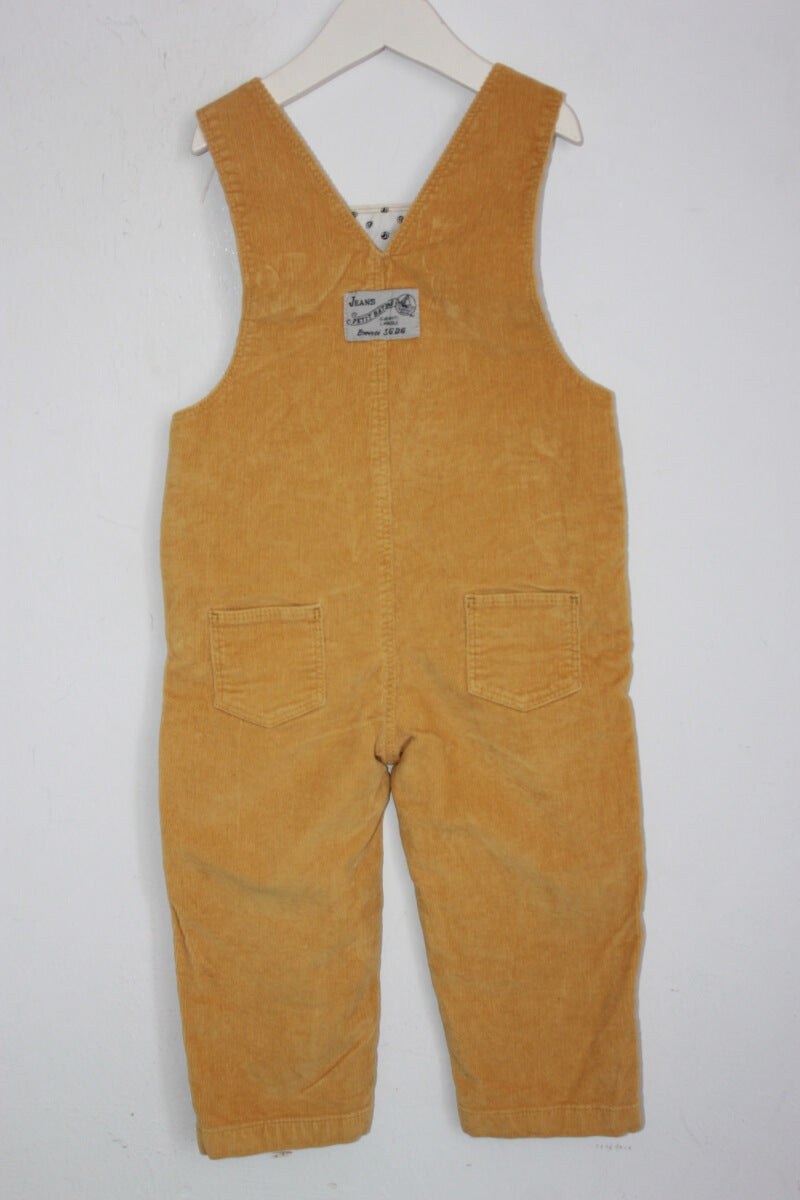 preloved unisex katoenen corduroy salopette, of tuinbroek van petit bateau in maat 80