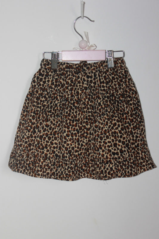 preloved katoenen corduroy rok met luipaardprint van zara in maat 128