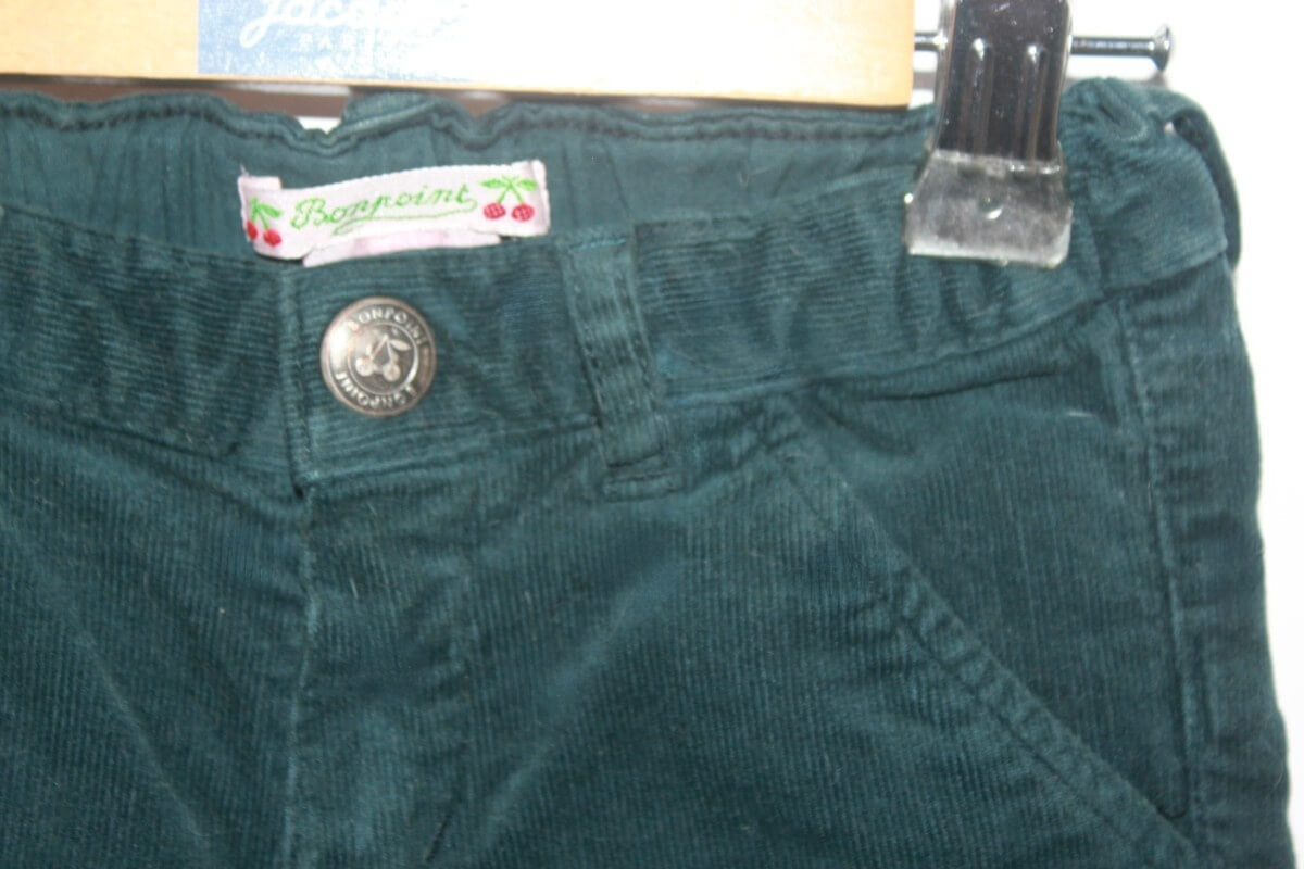 preloved unisex donkergroene corduroy lange broek van bonpoint in maat 74