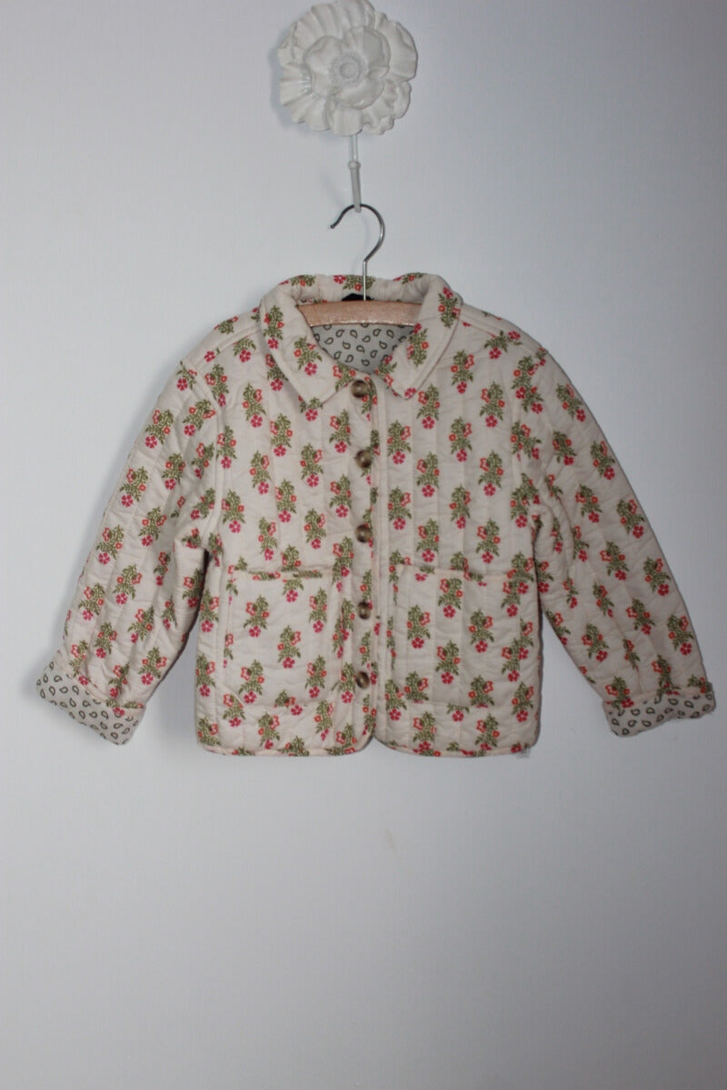 preloved katoenen gebloemde jas in multicolour voor het tussenseizoen van monoprix in maat 110 voor een meisje