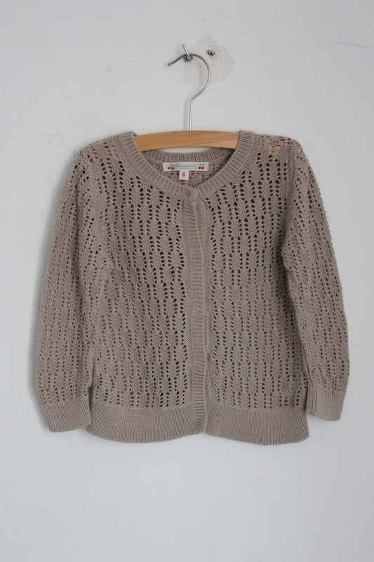 tweedehands-beige-ajour-vest-maat-92-meisje-bonpoint