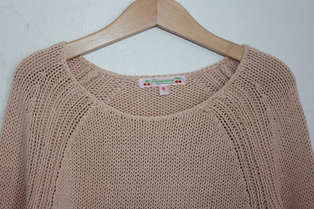 tweedehands beige katoenen trui van bonpoint in maat 128 voor een meisje