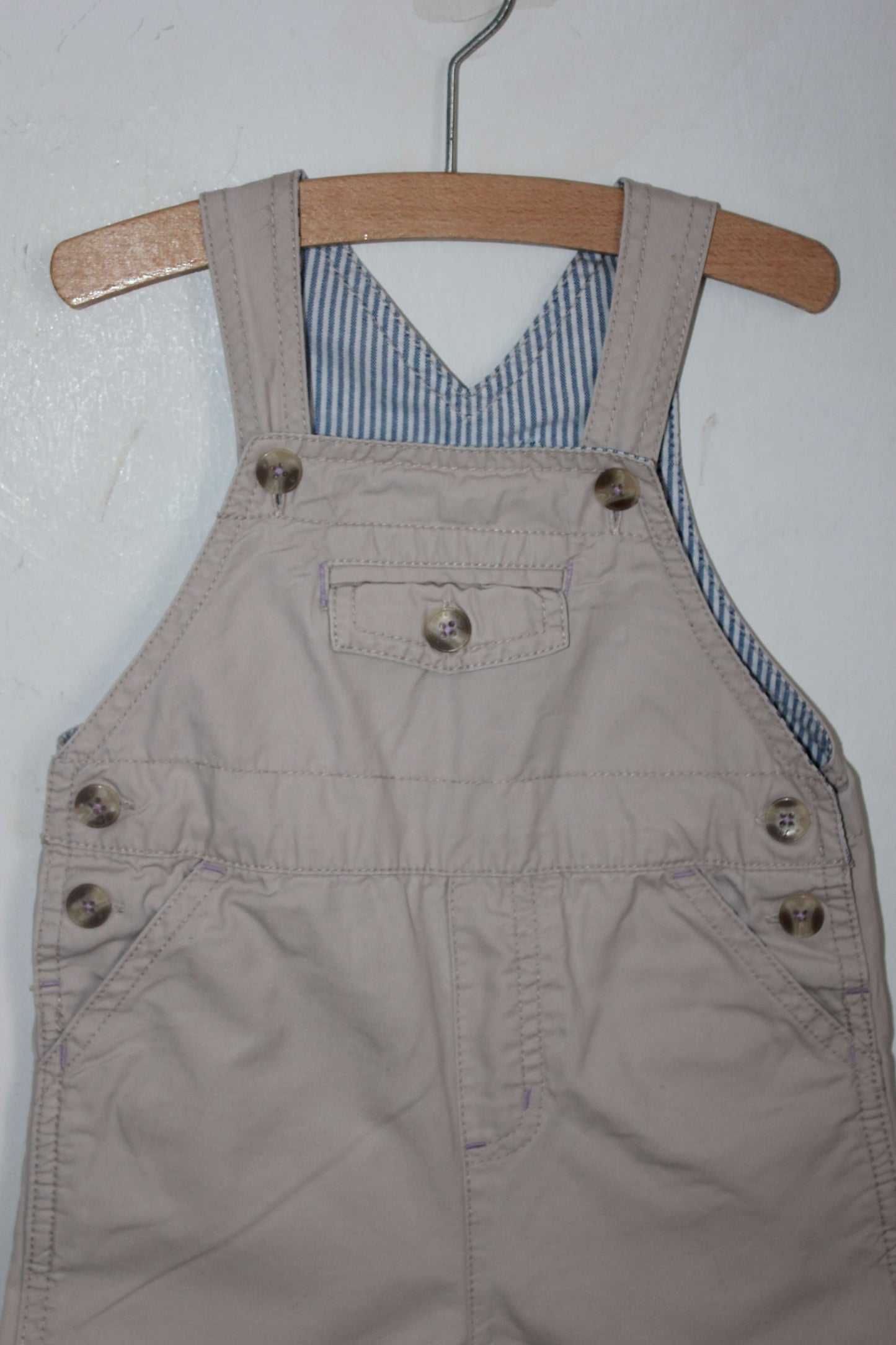 tweedehands beige salopette of tuinbroek maat 74 voor een baby jongen van jacadi