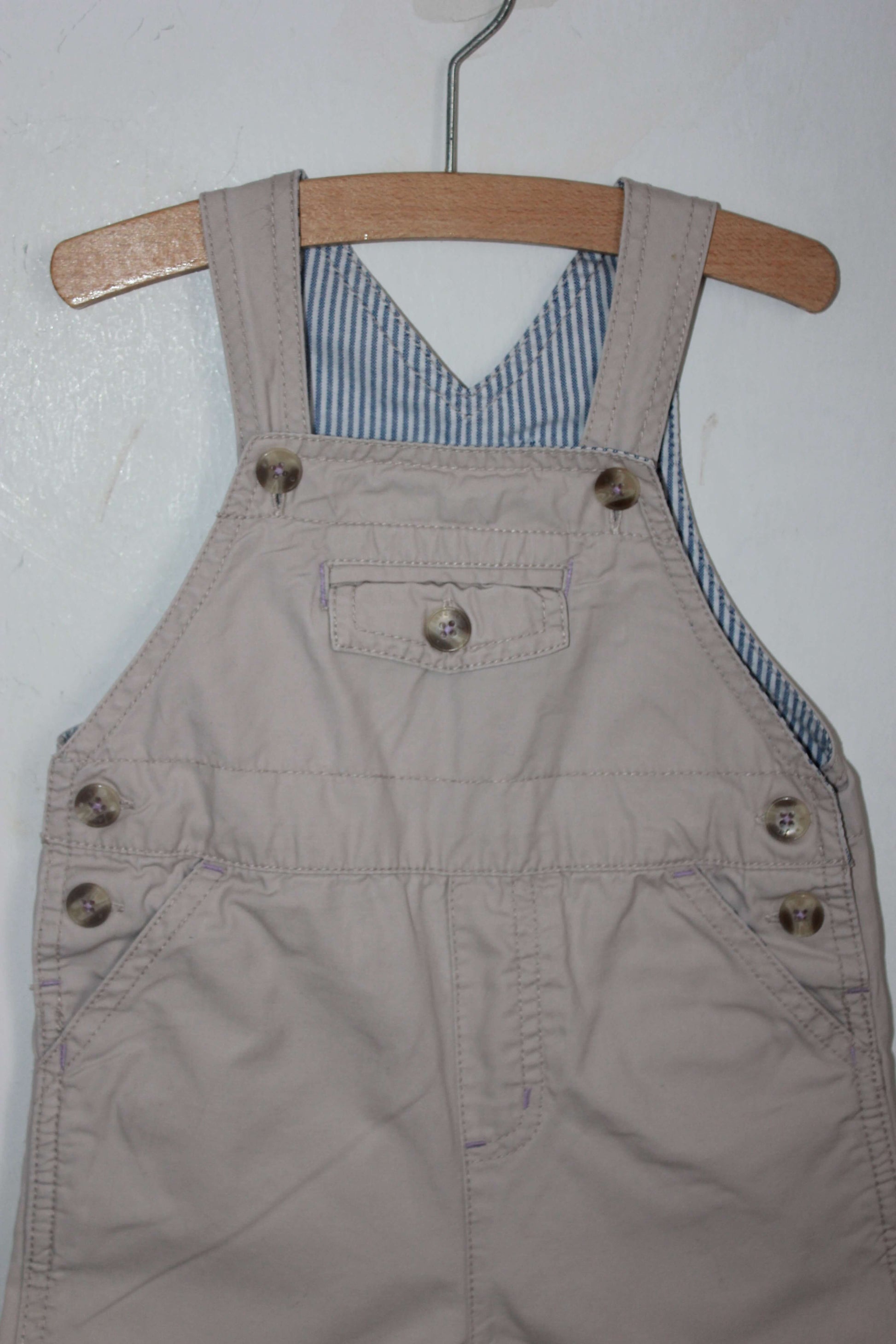 tweedehands beige salopette of tuinbroek maat 74 voor een baby jongen van jacadi