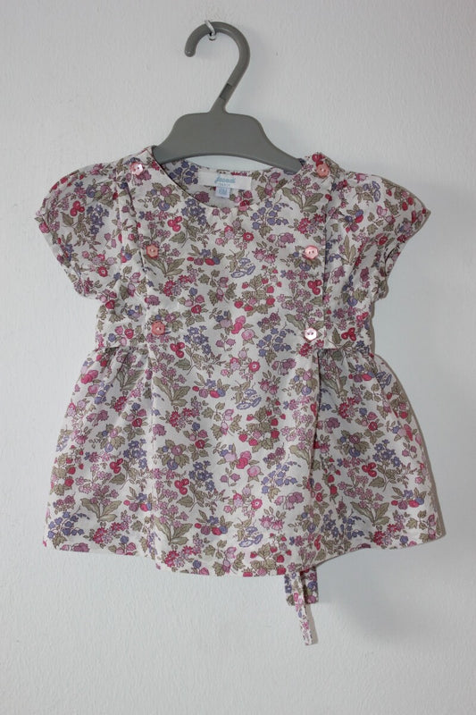tweedehands katoenen gebloemde blouse in multicolour met korte mouwen maat 68 voor een baby meisje van jacadi