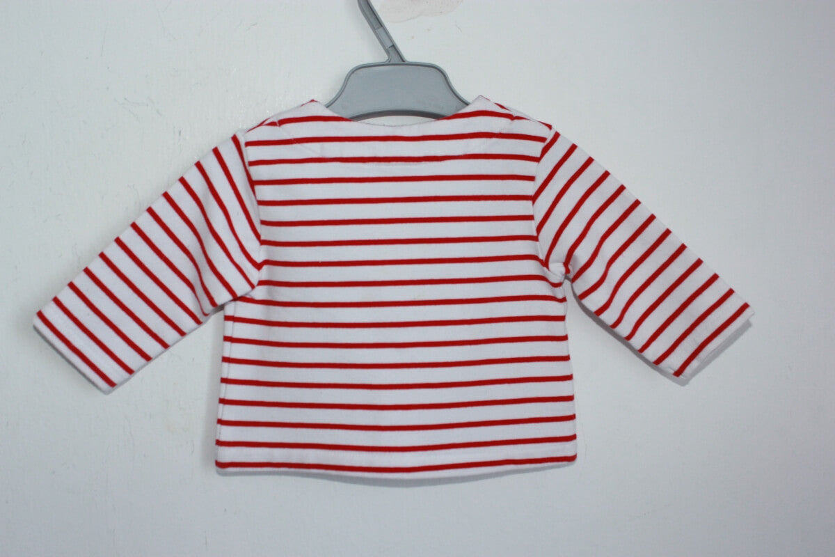 tweedehands rood met wit gestreept vest in maat 56 voor een baby meisje van jacadi