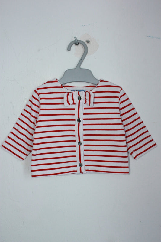 tweedehands rood met wit gestreept vest in maat 56 voor een baby meisje van jacadi