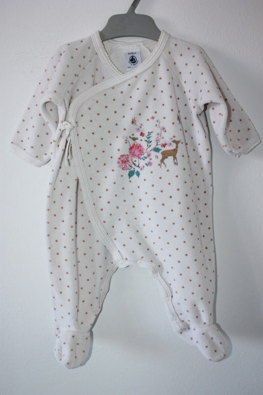 tweedehands velours playsuit in maat 62 van petit bateau voor een baby meisje