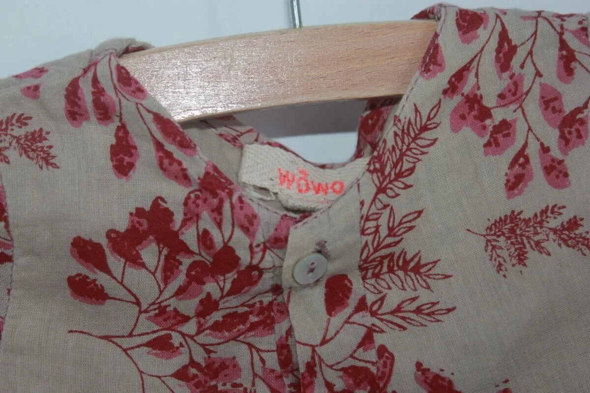 Preloved katoenen zomerse gebloemde blouse in multicolour en korte mouwen van wowo paris, maar 62 voor een baby meisje