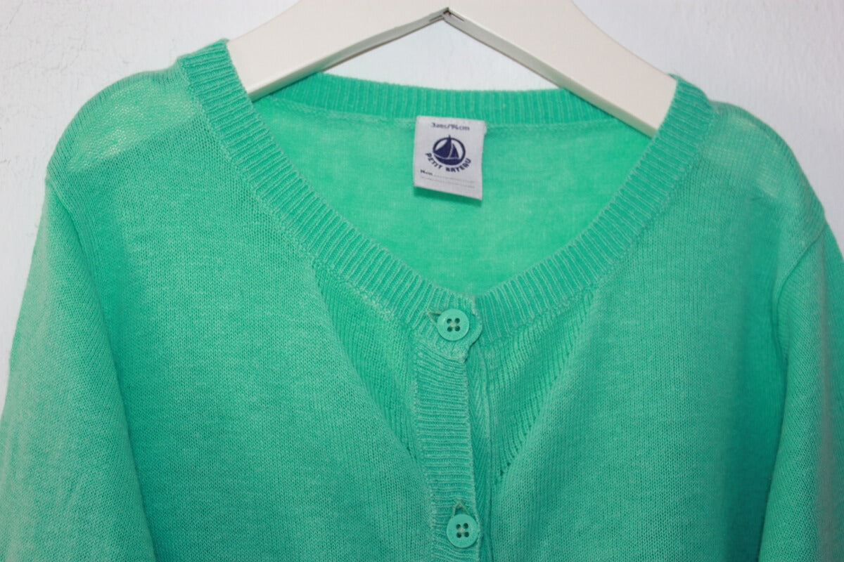 preloved groen vest van petit bateau in maat 92 voor een meisje
