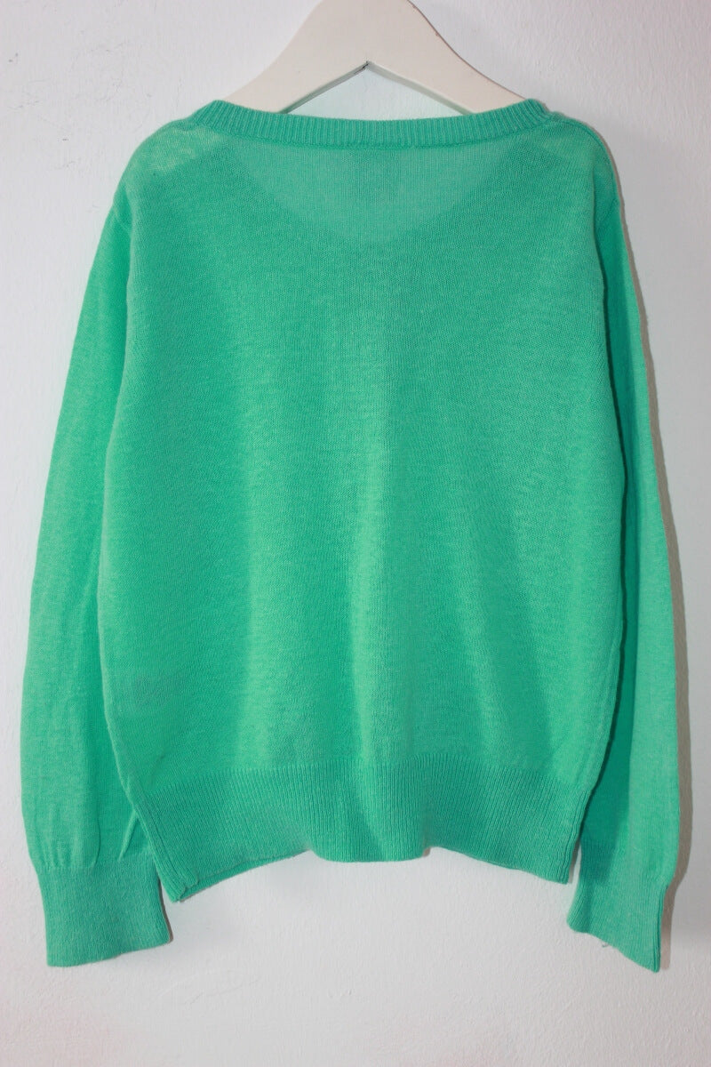 preloved groen vest van petit bateau in maat 92 voor een meisje