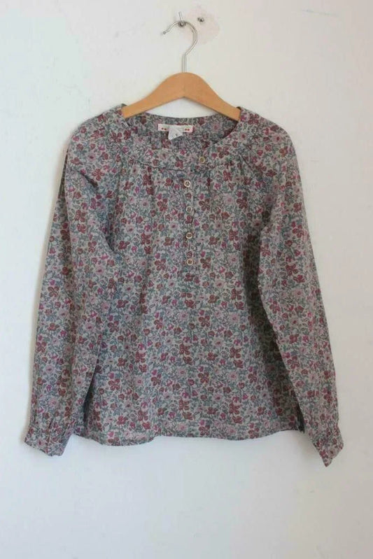 preloved katoenen liberty blouse in multicolour met lange mouwen van bonpoint, maat 134-140