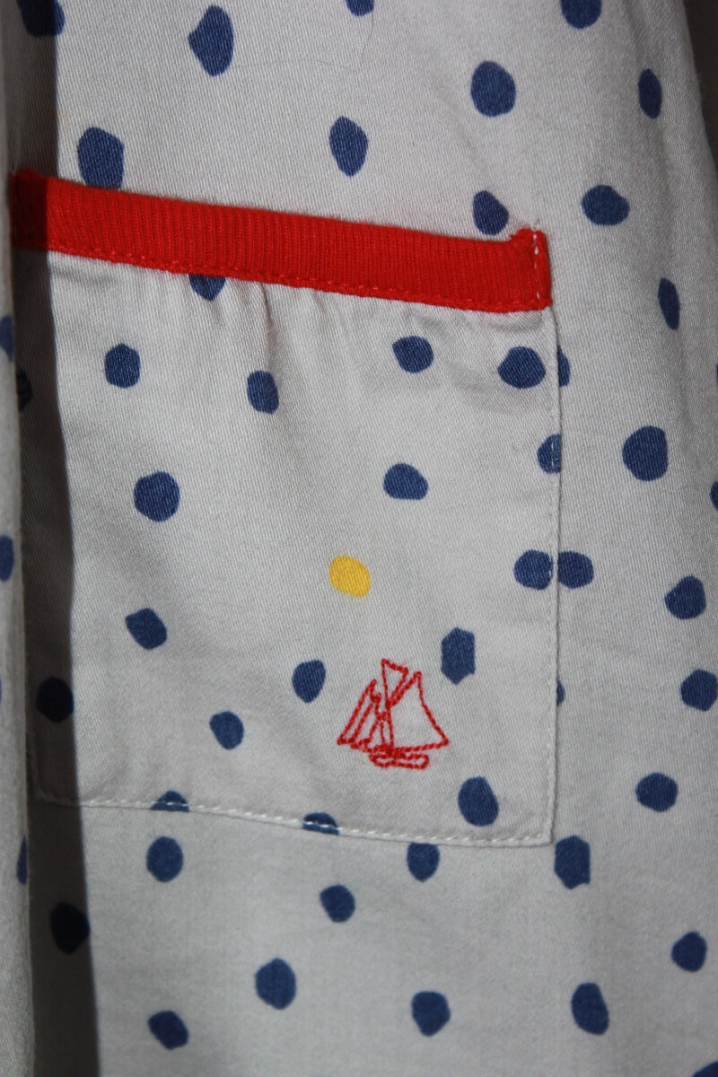 preloved katoenen jurk met lange mouwen en stippen in multicolour van petit bateau in maat 80