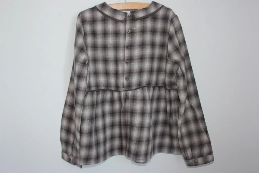 tweedehands geruite blouse in multicolour met lange mouwen van bonpoint voor een meisje in maat 122-128