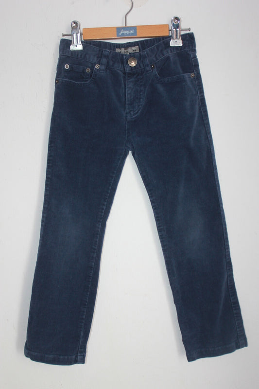 tweedehands unisex donkerblauwe ribfluwelen lange broek van bonpoint in maat 98-104