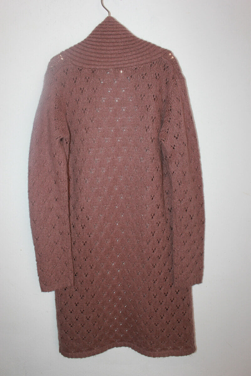 tweedehands-lichtbruin-ajour-lang-vest-maat-146-meisje-violette-janvier-x-monoprix